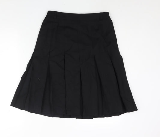 ara Womens Black Polyester Pleated Skirt Size 14 Zip