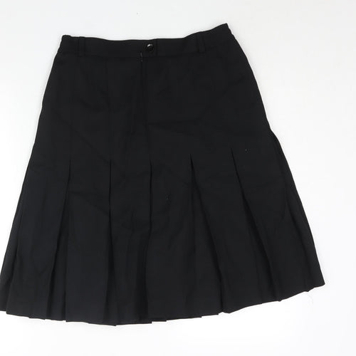 ara Womens Black Polyester Pleated Skirt Size 14 Zip