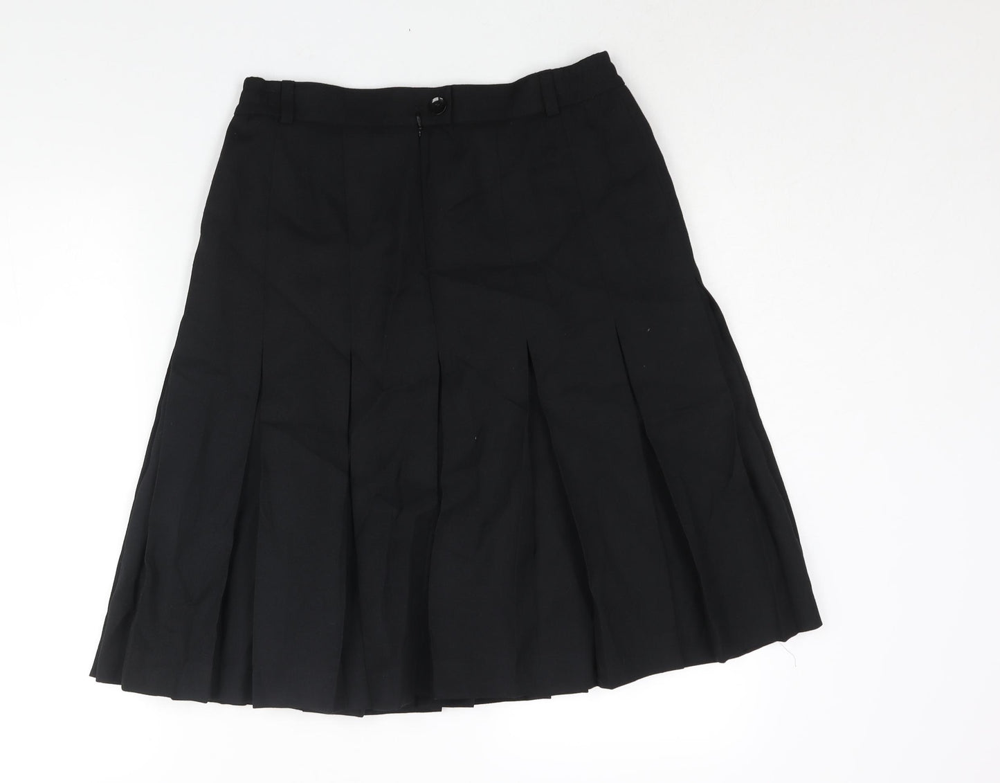 ara Womens Black Polyester Pleated Skirt Size 14 Zip