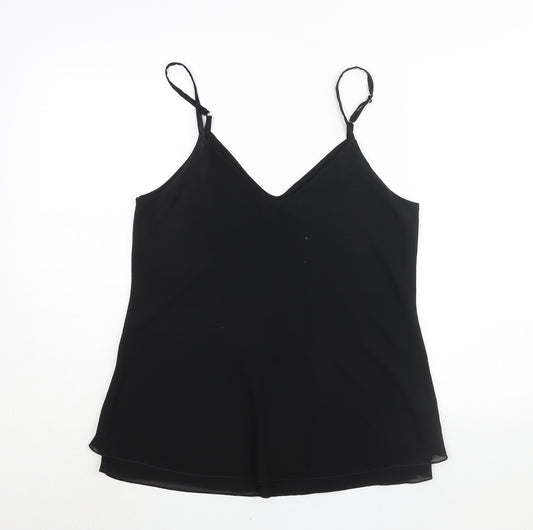 James Lakeland Womens Black Polyester Camisole Blouse Size 16 V-Neck