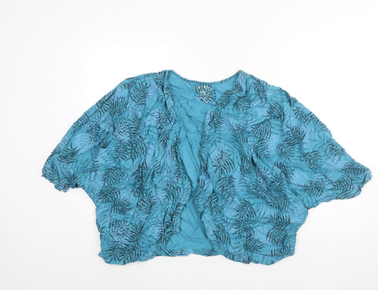 Saltrock Womens Blue Geometric Viscose Kimono Blouse Size 18 V-Neck - Leaf Print