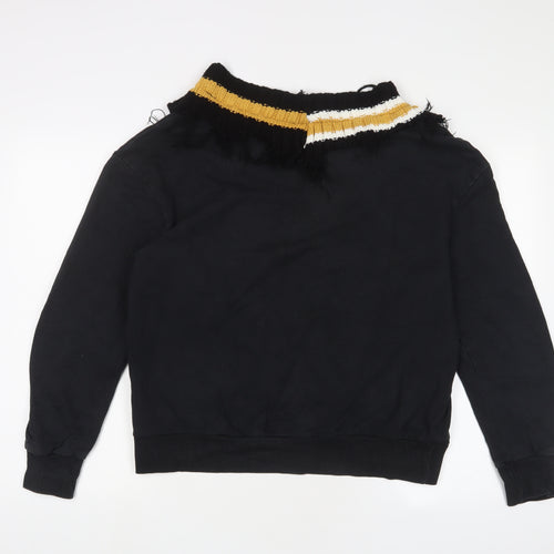 Zara Womens Black Cotton Pullover Sweatshirt Size M Pullover