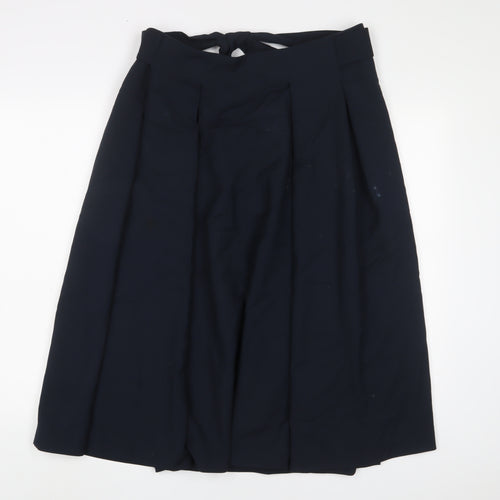 Autograph Womens Blue Cotton A-Line Skirt Size 18 Zip - Belted