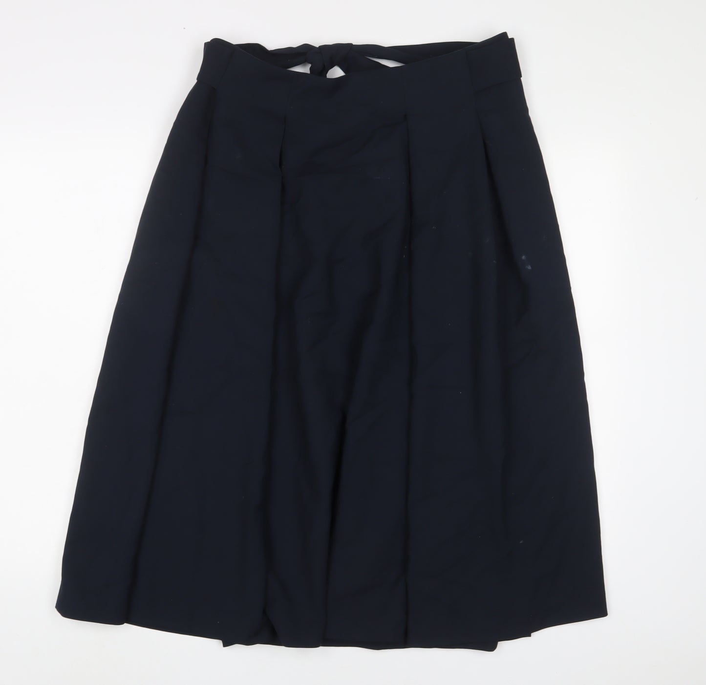 Autograph Womens Blue Cotton A-Line Skirt Size 18 Zip - Belted