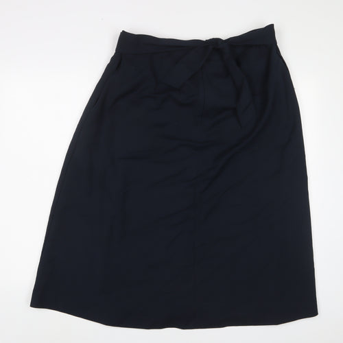 Autograph Womens Blue Cotton A-Line Skirt Size 18 Zip - Belted