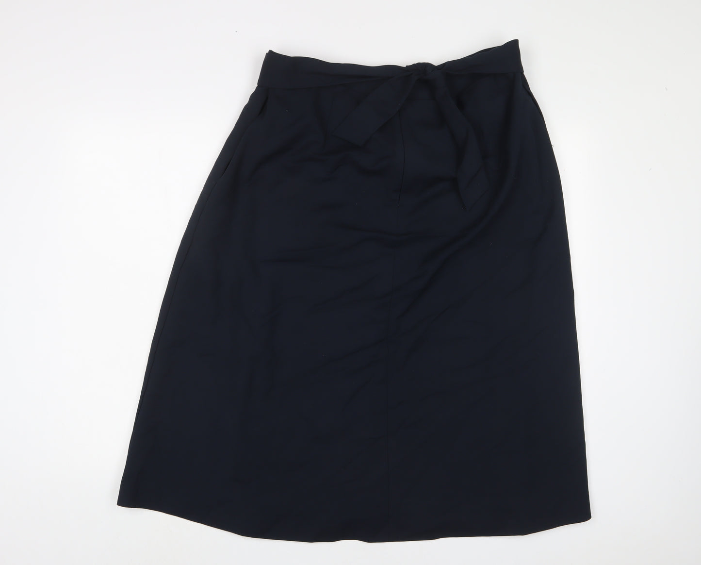 Autograph Womens Blue Cotton A-Line Skirt Size 18 Zip - Belted