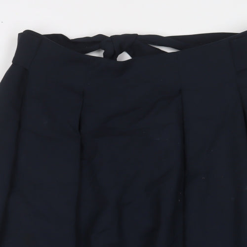 Autograph Womens Blue Cotton A-Line Skirt Size 18 Zip - Belted