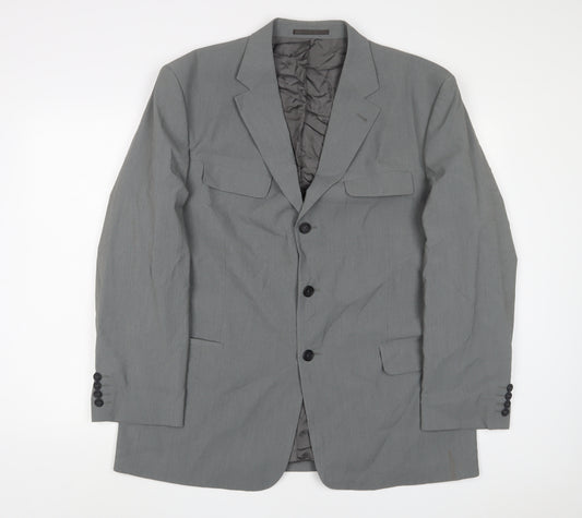 C&A Mens Grey Polyester Jacket Suit Jacket Size 44 Regular