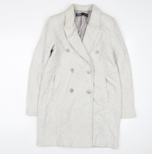 Zara Womens Grey Overcoat Coat Size XS Button