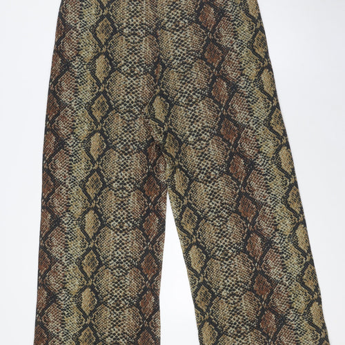 Zara Womens Brown Animal Print Polyester Trousers Size L L27 in Regular