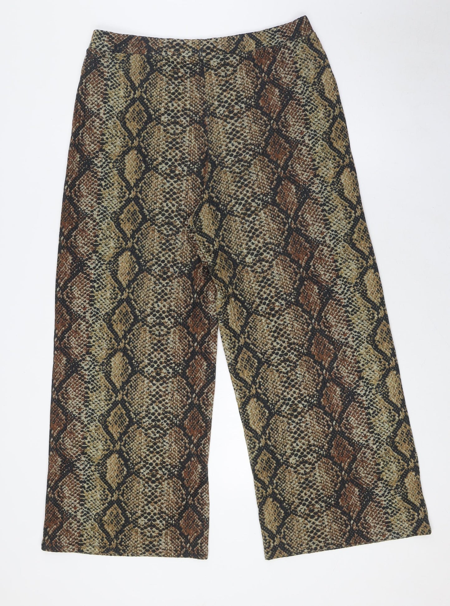 Zara Womens Brown Animal Print Polyester Trousers Size L L27 in Regular