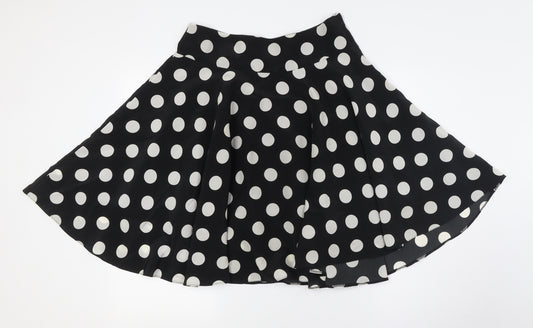 Pilot Womens Black Polka Dot Polyester A-Line Skirt Size 10 Zip