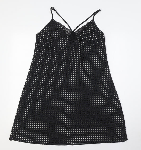 Marks and Spencer Womens Black Polka Dot Polyester Cami Dress Size 14