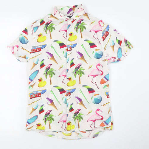 NEXT Boys Multicoloured Cotton Basic Button-Up Size 12 Years Collared Button - Beach Shirt