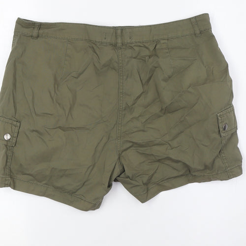 Dorothy Perkins Womens Green Cotton Cargo Shorts Size 14 L4 in Regular Zip