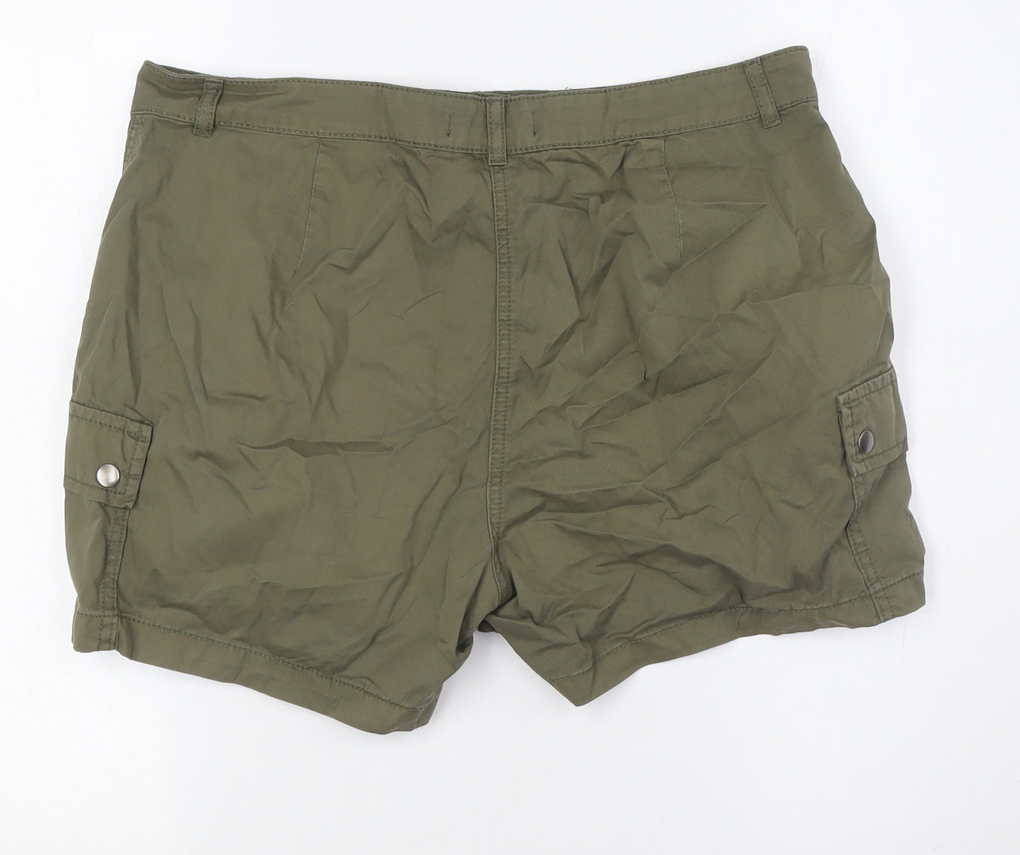 Dorothy Perkins Womens Green Cotton Cargo Shorts Size 14 L4 in Regular Zip