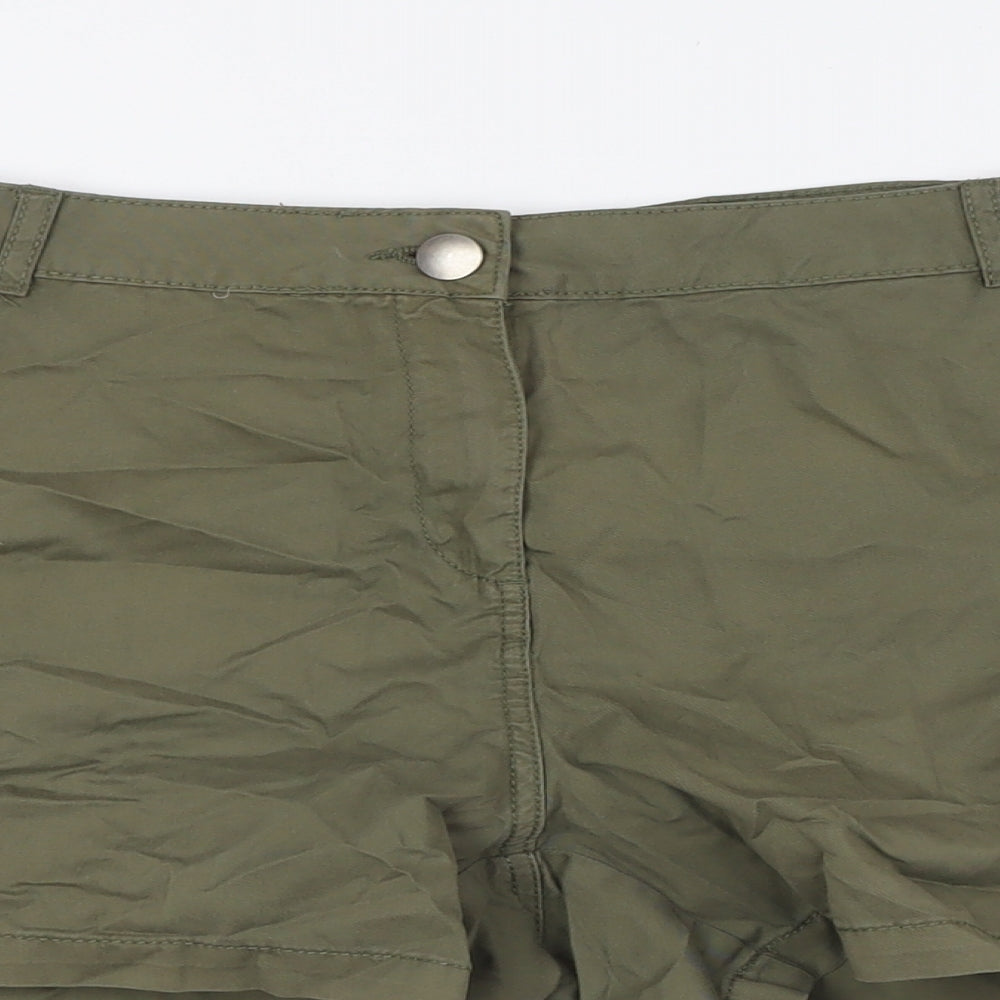 Dorothy Perkins Womens Green Cotton Cargo Shorts Size 14 L4 in Regular Zip