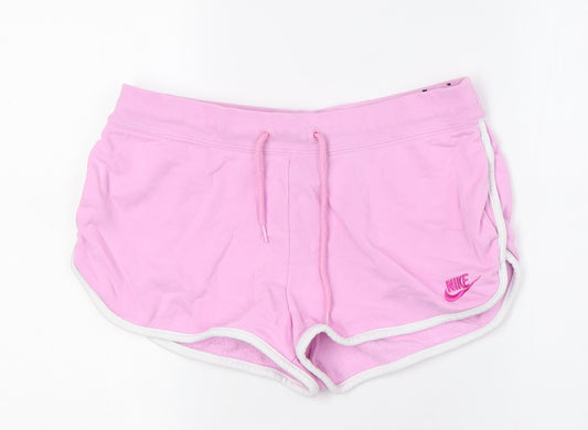 Nike Womens Pink Cupro Bermuda Shorts Size M Regular Tie