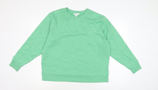 Marks and Spencer Womens Green Cotton Pullover Sweatshirt Size L