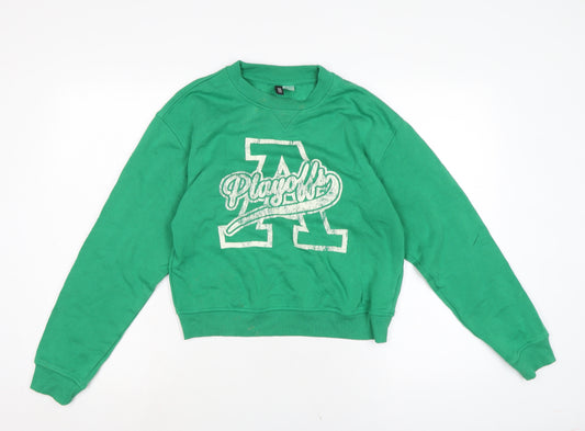 Divided Womens Green Cotton Pullover Sweatshirt Size M