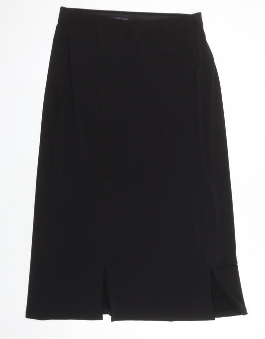 M&S Womens Black Polyester A-Line Skirt Size 14 - Elasticated Waist