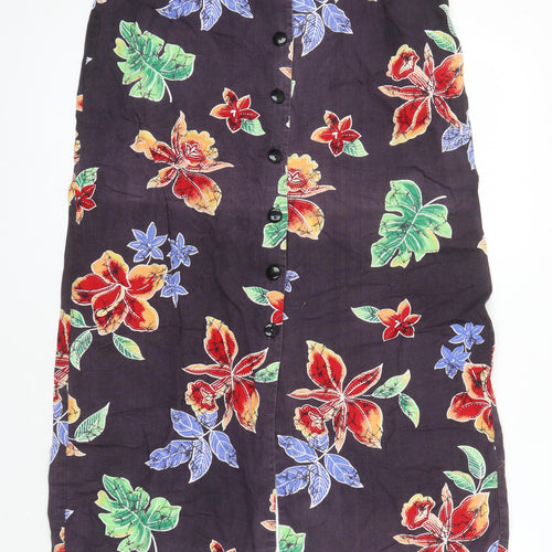 C&A Womens Multicoloured Floral Cotton A-Line Skirt Size 18