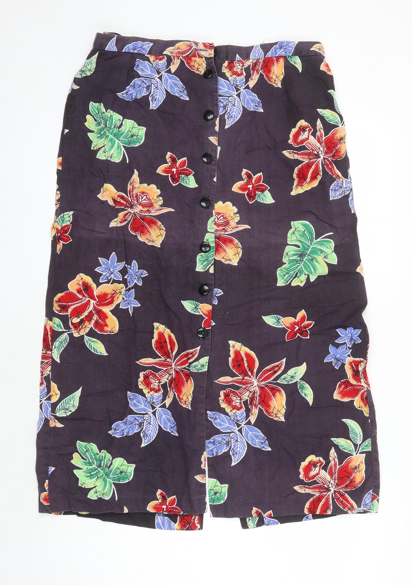 C&A Womens Multicoloured Floral Cotton A-Line Skirt Size 18