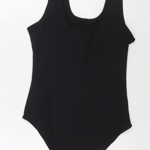 H&M Womens Black Polyester Bodysuit One-Piece Size S Snap