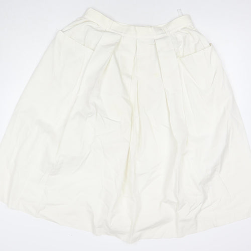 Debenhams Womens White Polyester A-Line Skirt Size 18 Zip - Pockets