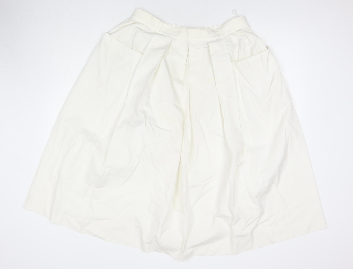 Debenhams Womens White Polyester A-Line Skirt Size 18 Zip - Pockets