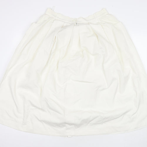 Debenhams Womens White Polyester A-Line Skirt Size 18 Zip - Pockets