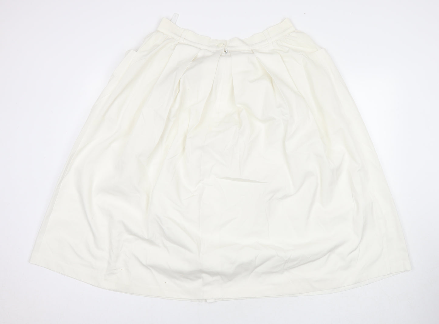 Debenhams Womens White Polyester A-Line Skirt Size 18 Zip - Pockets