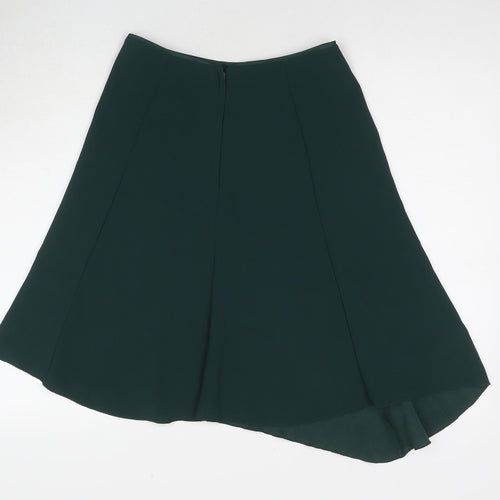 H&M Womens Green Polyester A-Line Skirt Size 8 Zip - Asymmetric