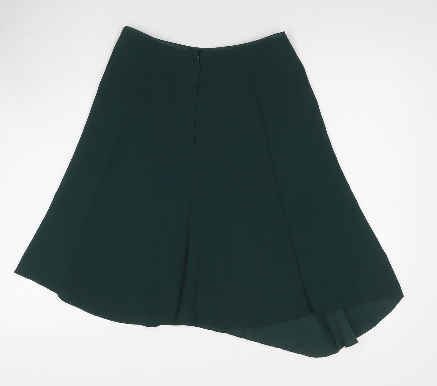 H&M Womens Green Polyester A-Line Skirt Size 8 Zip - Asymmetric