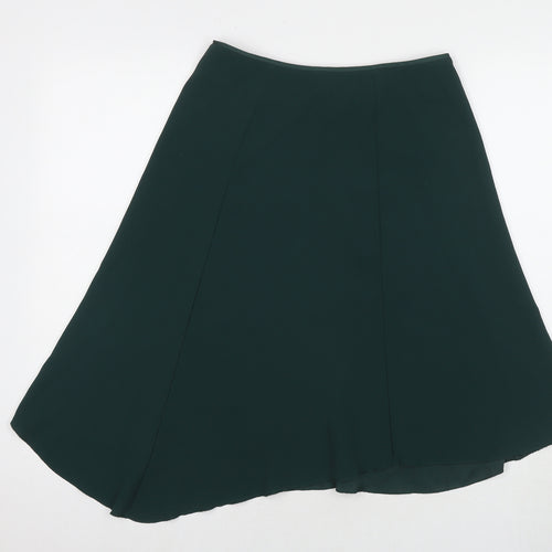 H&M Womens Green Polyester A-Line Skirt Size 8 Zip - Asymmetric