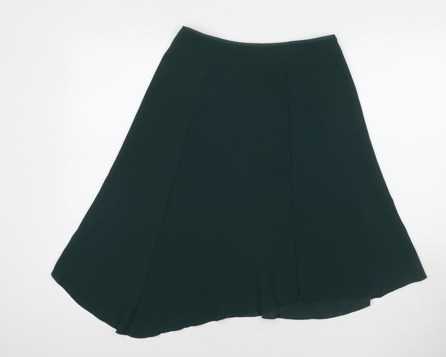 H&M Womens Green Polyester A-Line Skirt Size 8 Zip - Asymmetric