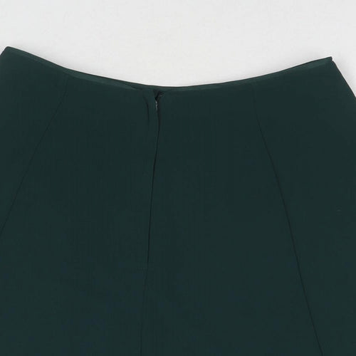 H&M Womens Green Polyester A-Line Skirt Size 8 Zip - Asymmetric