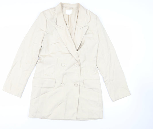 H&M Womens Beige Jacket Blazer Size S Button