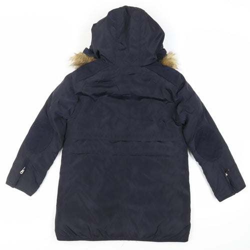 Zara Girls Blue Parka Coat Size 9-10 Years Zip - Hooded