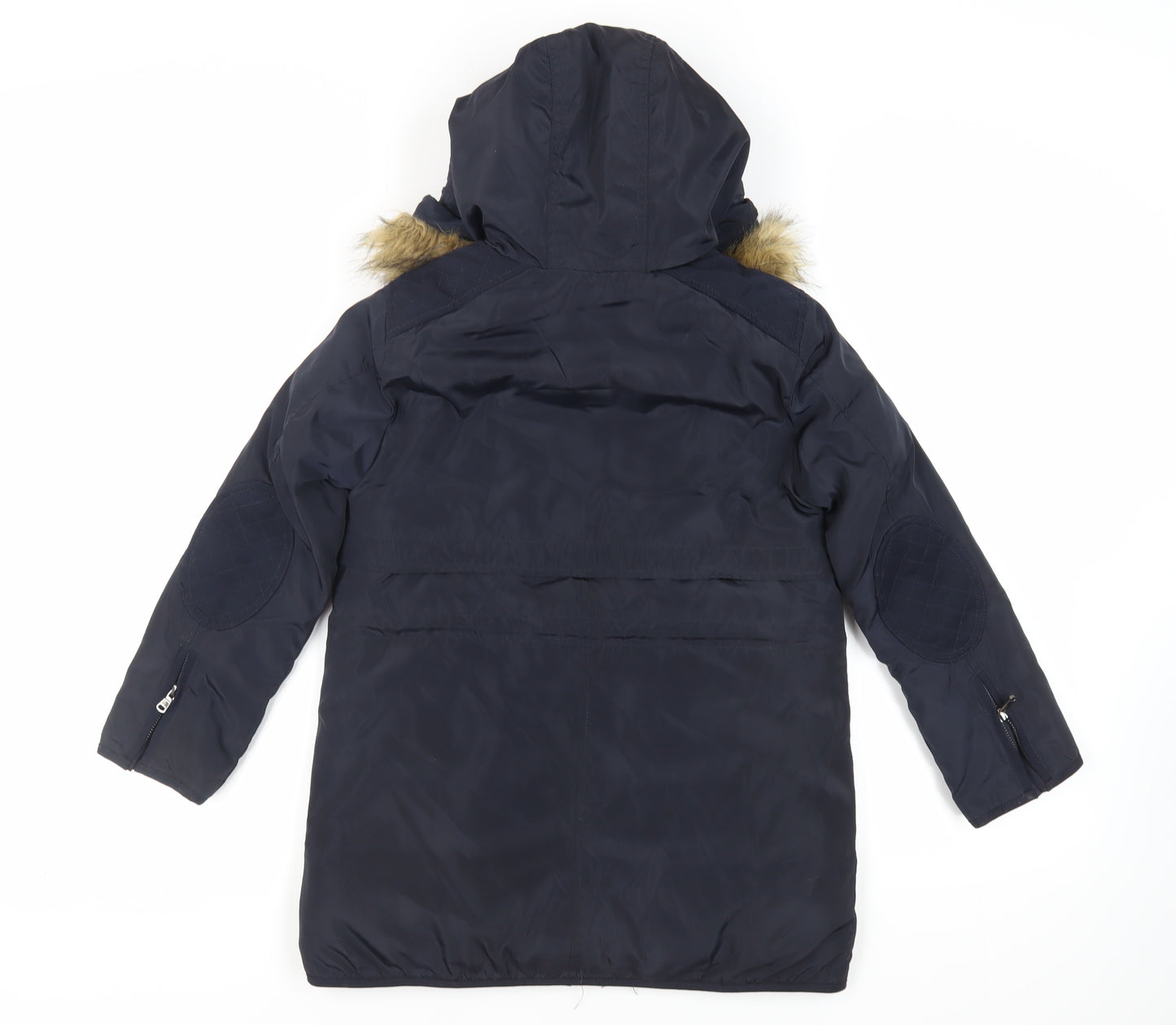 Zara Girls Blue Parka Coat Size 9-10 Years Zip - Hooded