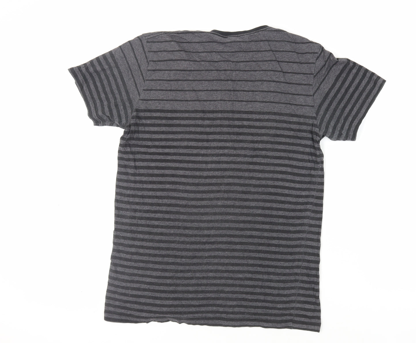 Oakley Mens Grey Striped Cotton T-Shirt Size M Crew Neck