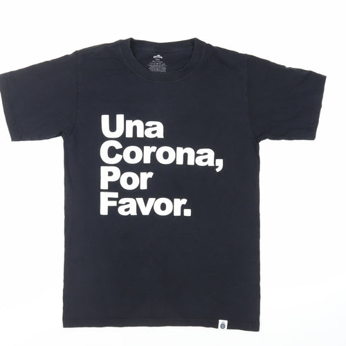 Corona Mens Black Cotton T-Shirt Size S Crew Neck