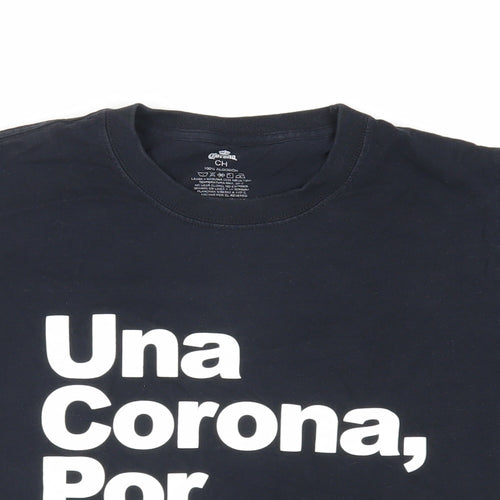 Corona Mens Black Cotton T-Shirt Size S Crew Neck