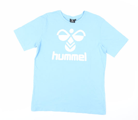 Hummel Mens Blue Cotton T-Shirt Size M Crew Neck