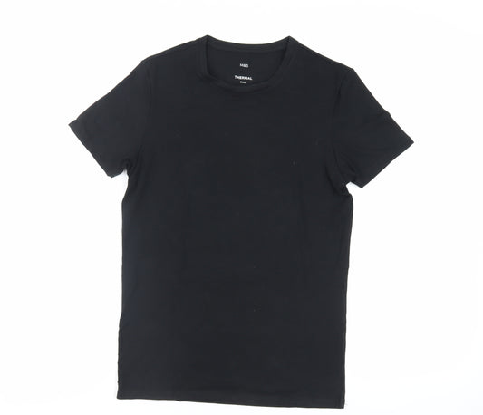 Marks and Spencer Mens Black Acrylic T-Shirt Size S Crew Neck - Thermal