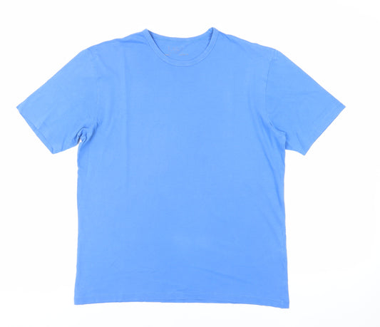 Marks and Spencer Mens Blue Cotton T-Shirt Size S Crew Neck