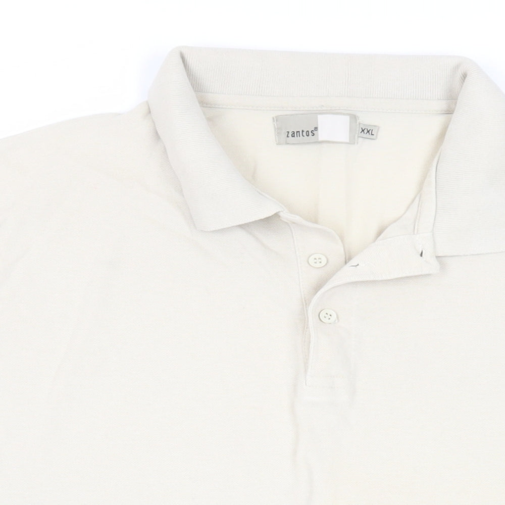 Zantos Mens Beige Cotton Polo Size 2XL Collared Button