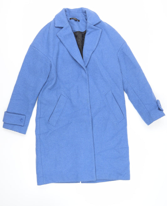 Zara Womens Blue Overcoat Coat Size S Button