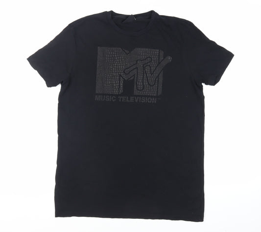 ASOS Mens Black Cotton T-Shirt Size M Crew Neck - MTV