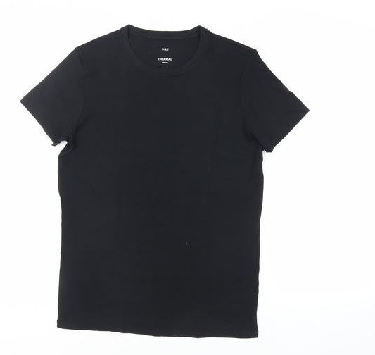 Marks and Spencer Mens Black Acrylic T-Shirt Size M Crew Neck - Thermal